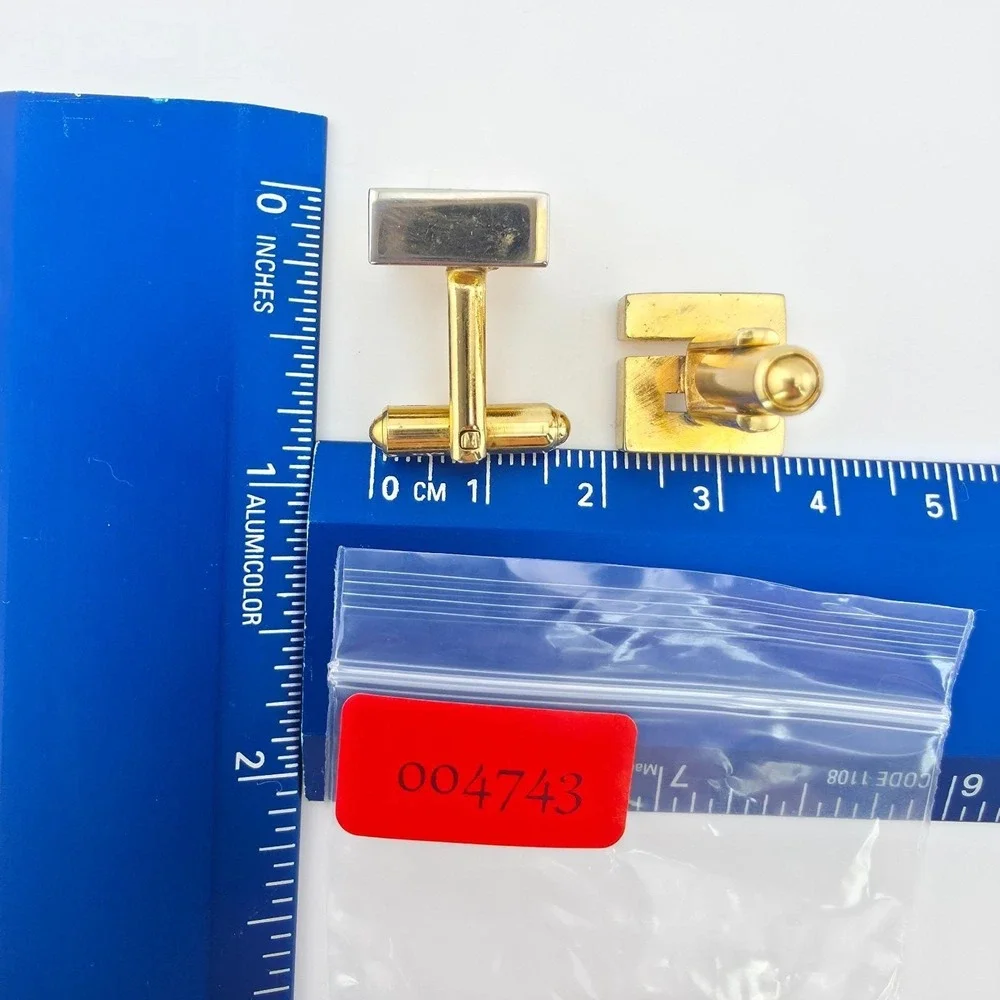 Vintage Monogram 'S' Cufflinks 3D Initial Block Letters Gold Tone FREE $HIPPING!